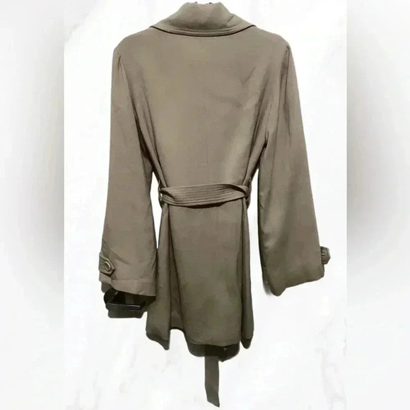 Lightweight Kensie tan bell sleeve 3  button belted trench jacket M - Picture 7 of 7